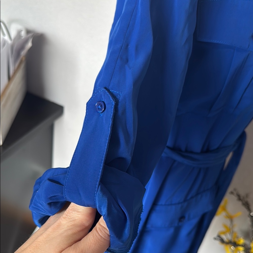 Express Vibrant Blue cuffed sleeve Dress - Picture 8 of 9